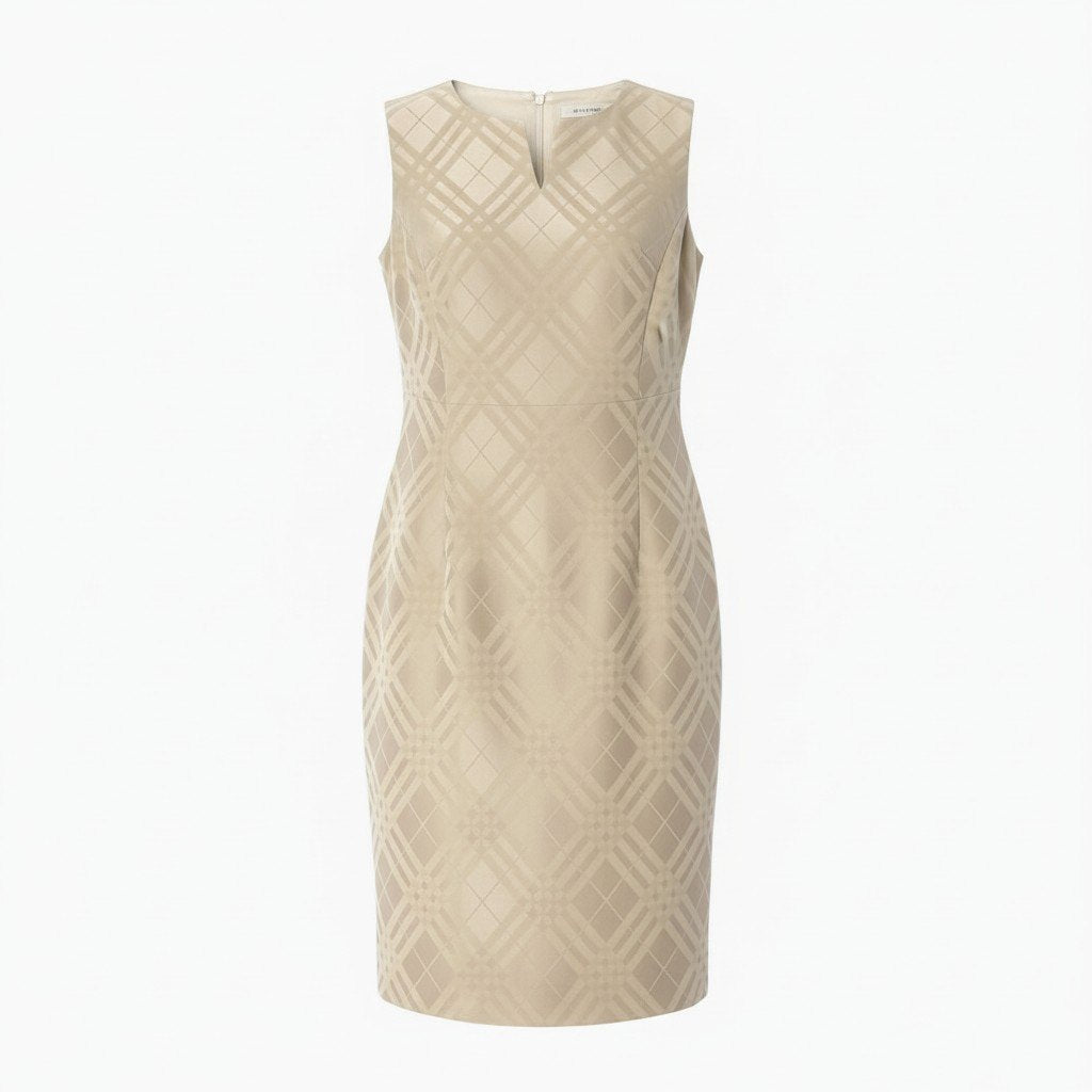 85d9 《美品》 BURBERRY LONDON バーバリー ロンドン ノースリーブ チェックワンピース Check Dress サイズ40 ベージュ ドレスt18r