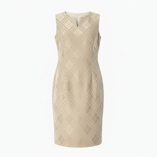 85d9 《美品》 BURBERRY LONDON バーバリー ロンドン ノースリーブ チェックワンピース Check Dress サイズ40 ベージュ ドレスt18r