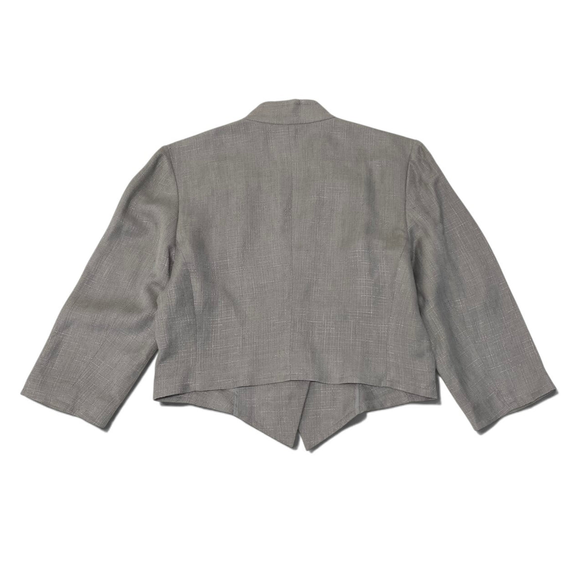86i15 YVES SAINT LAURENT イヴサンローラン テーラードジャケット スタンドカラージャケット リネン混 サイズL グレー レディースo07t