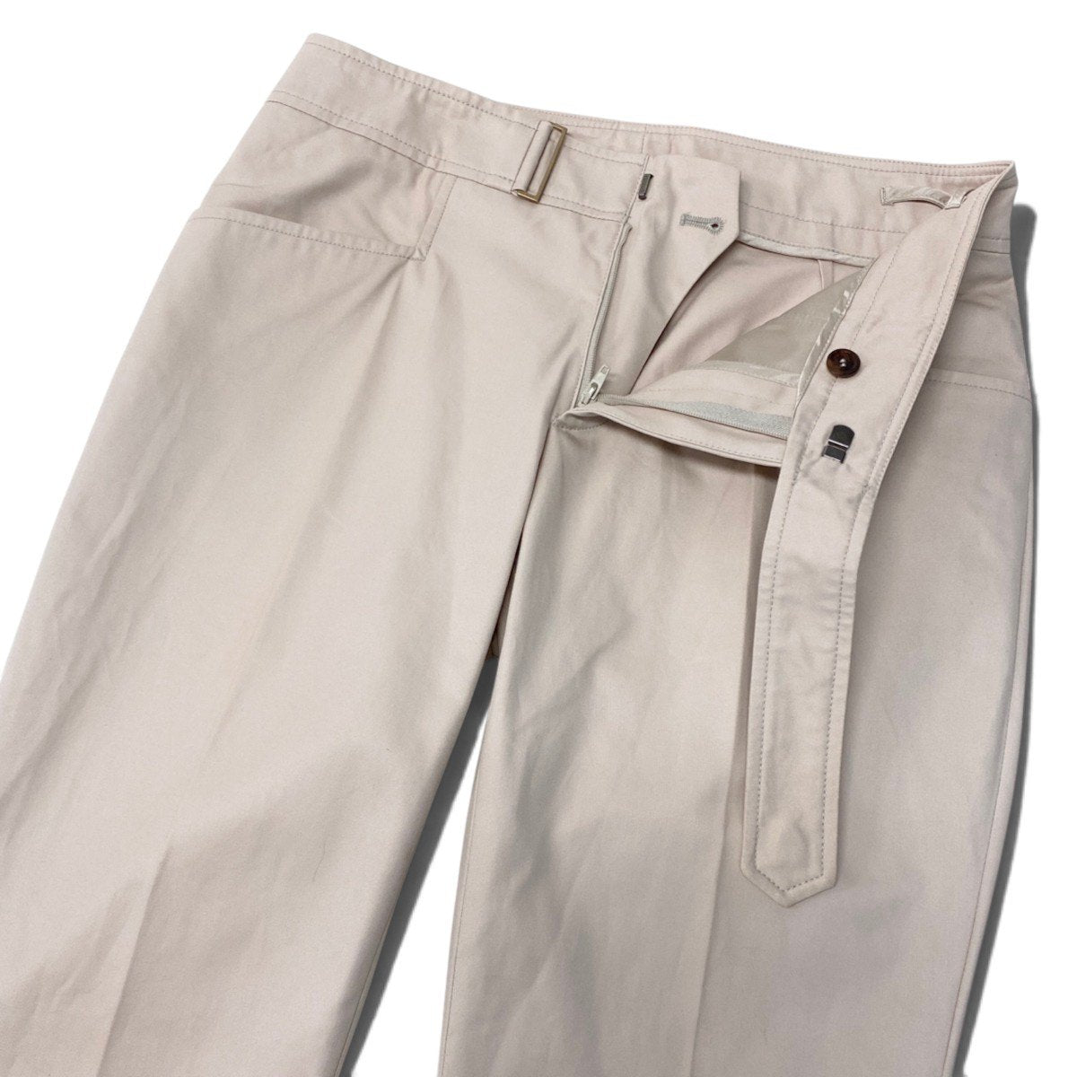 Ei25 GUCCI グッチ 2003 トムフォード期 Y2K ボトムス パンツ イタリア製 38 ベージュ コットン レディースo07t
