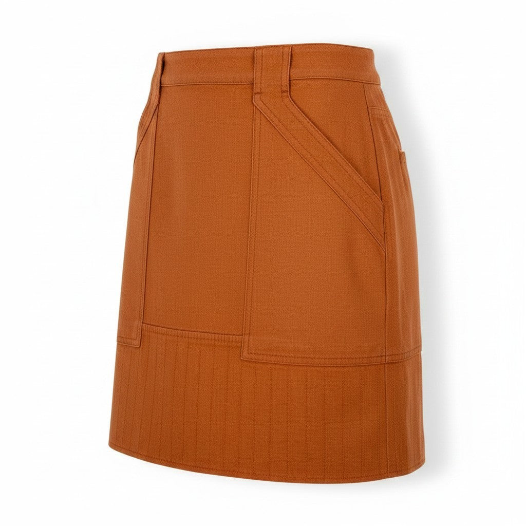 Ef27 【美品】 HERMES エルメス デニムスカート ミニスカート ステッチ サイズ38 オレンジ レディースk02i