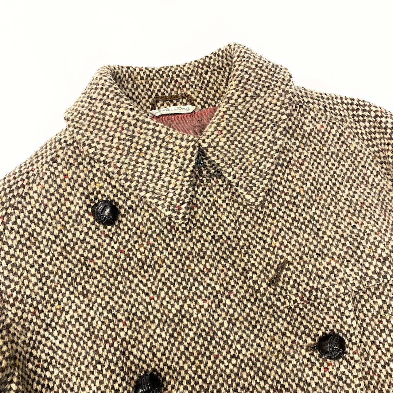 26e8 Max Mara マックスマーラ ダブルブレスト ツイードコート 中綿ジャケット ハーフコート サイズ42 ベージュ ブラウン系 レディース 女性用u02t