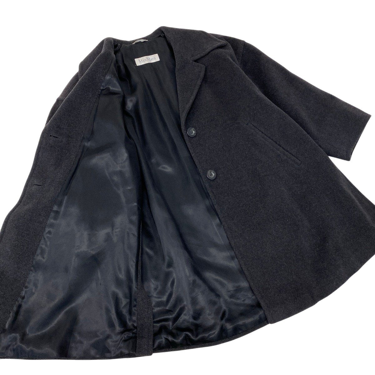 11g15 MaxMara マックスマーラ チェスターコート Aライン ウールコート サイズ38 ダークグレー レディース 女性用u02t
