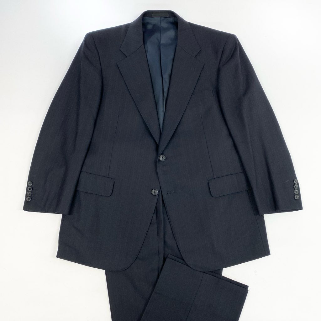 62l24 Burberry's バーバリーズ スーツセットアップ テーラードジャケット スラックス カシミヤ混 ストライプ BB5サイズ ネイビー メンズo07t