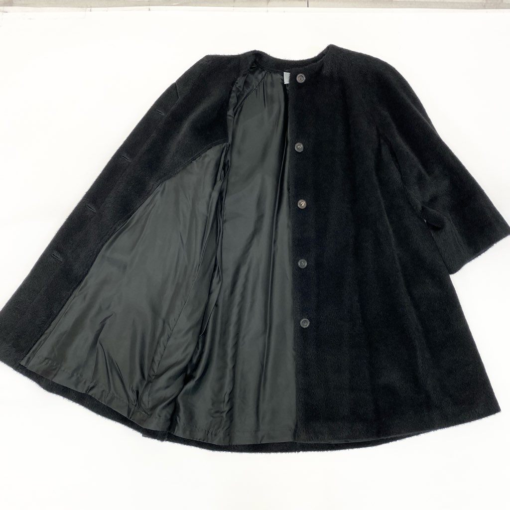 43l25《未使用保管品》定価27万 AGNONA アニオナ アルパカ ウール ロングコート サイズ44 ブラック イタリア製 タグ付きt18r