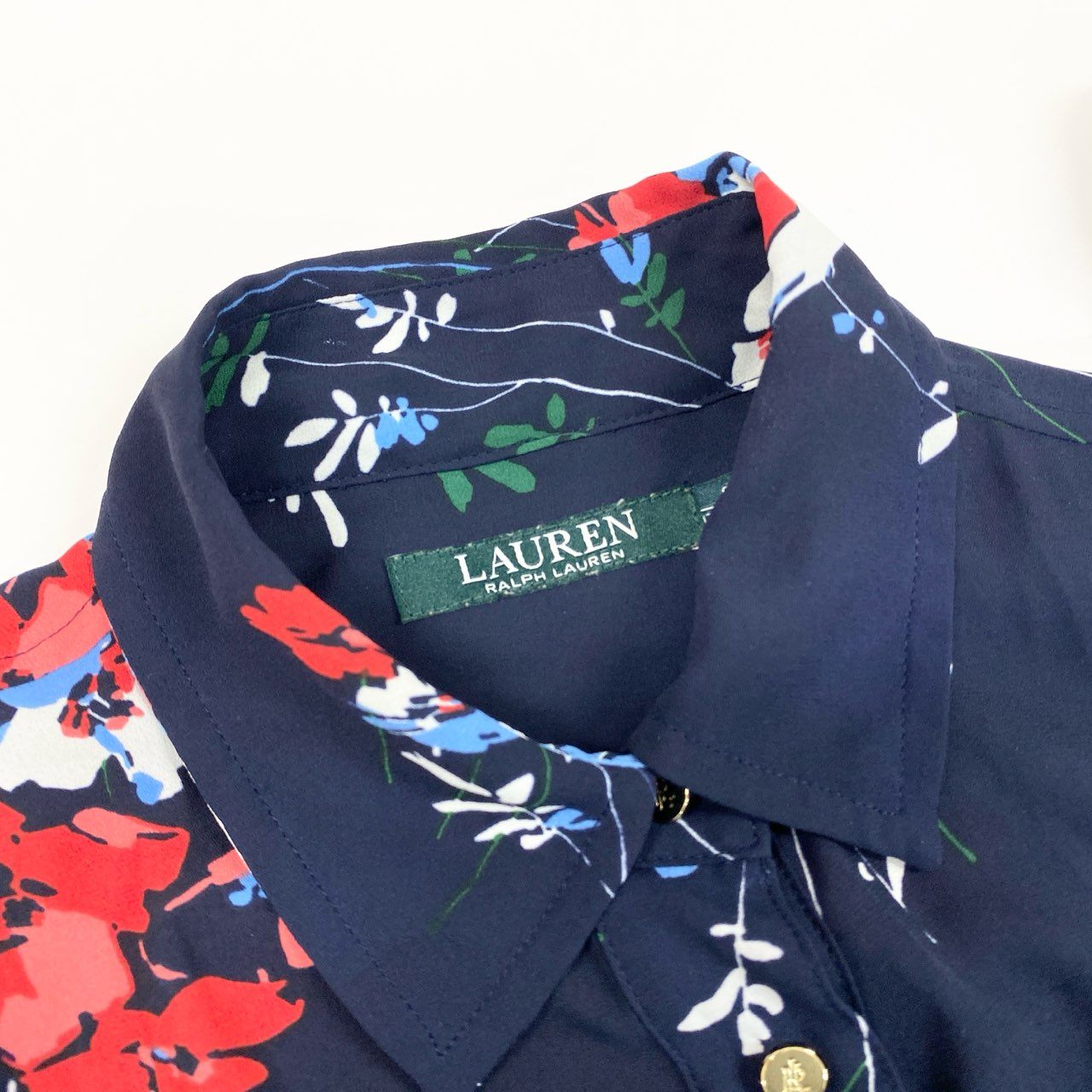 31b11 LAUREN RALPH LAUREN ローレンラルフローレン 長袖ロングワンピース 花柄ワンピース シフォン ペチコート付 8 170/96A マルチカラー ポリエステル100％ レディースo07t