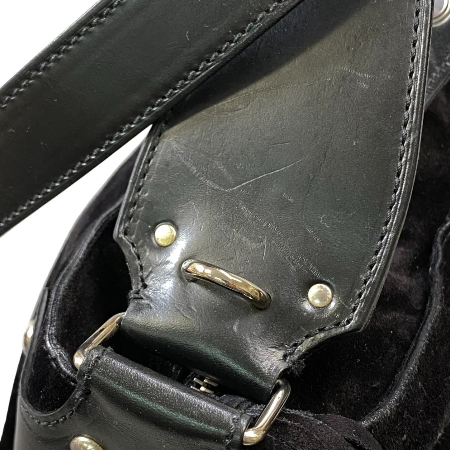 AL10 Helmut Lang ヘルムートラング Archive Black Suede leather oneshoulder bag fringe detail unisex アーカイブk02i