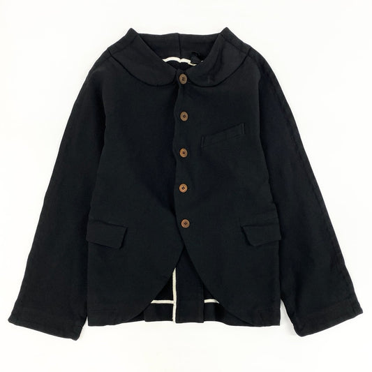 31i8 COMME des GARCONS  コムデギャルソン 日本製 縮絨 丸襟 インサイドアウト ジャケット Mサイズ ブラック レディースo07t