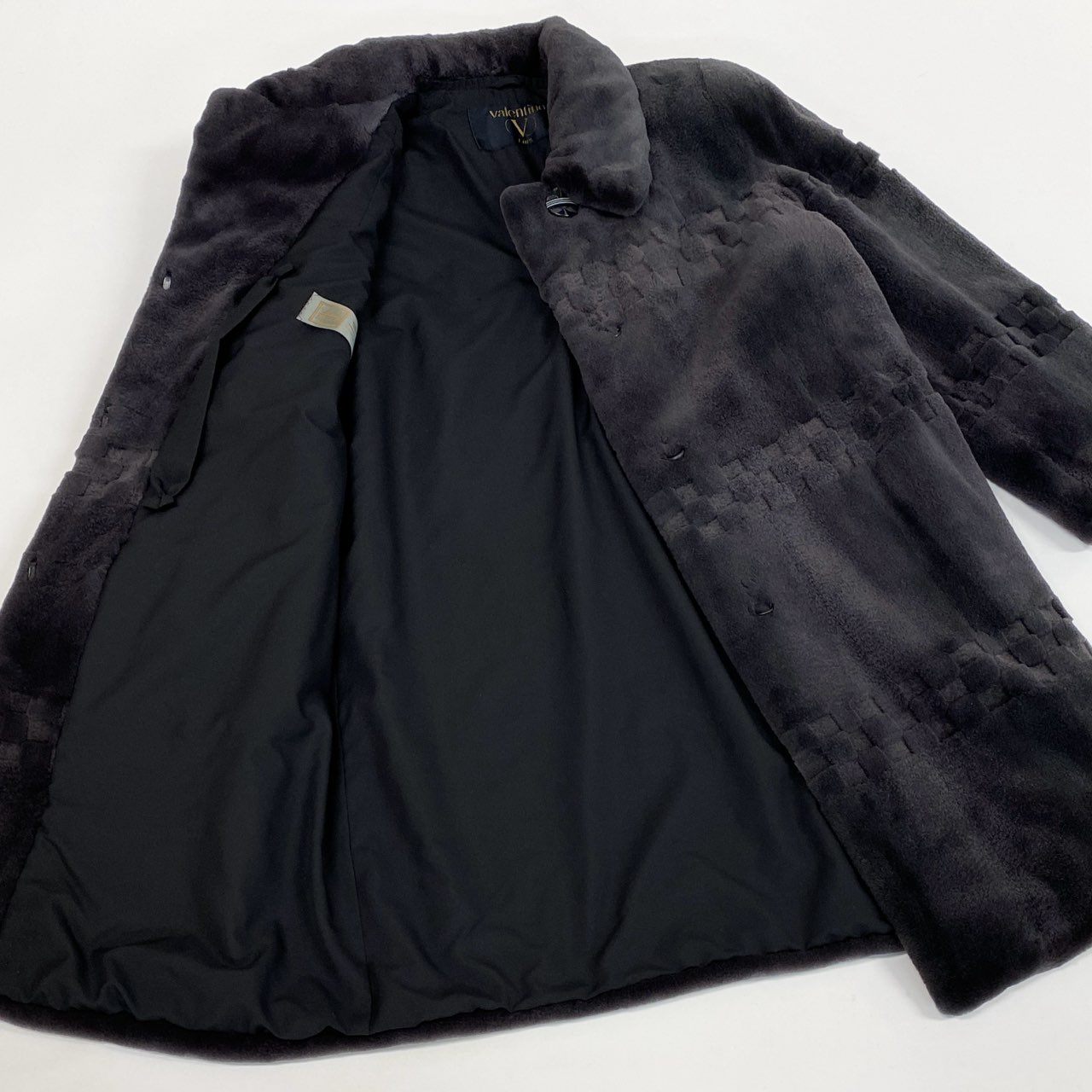 27L1 VALENTINO ヴァレンティノ SAGA MINK ROYAL サガミンクロイヤル 金サガ シェアードミンク ロングコート サイズF ダークグレー 最高級本毛皮 FUR COATt18r