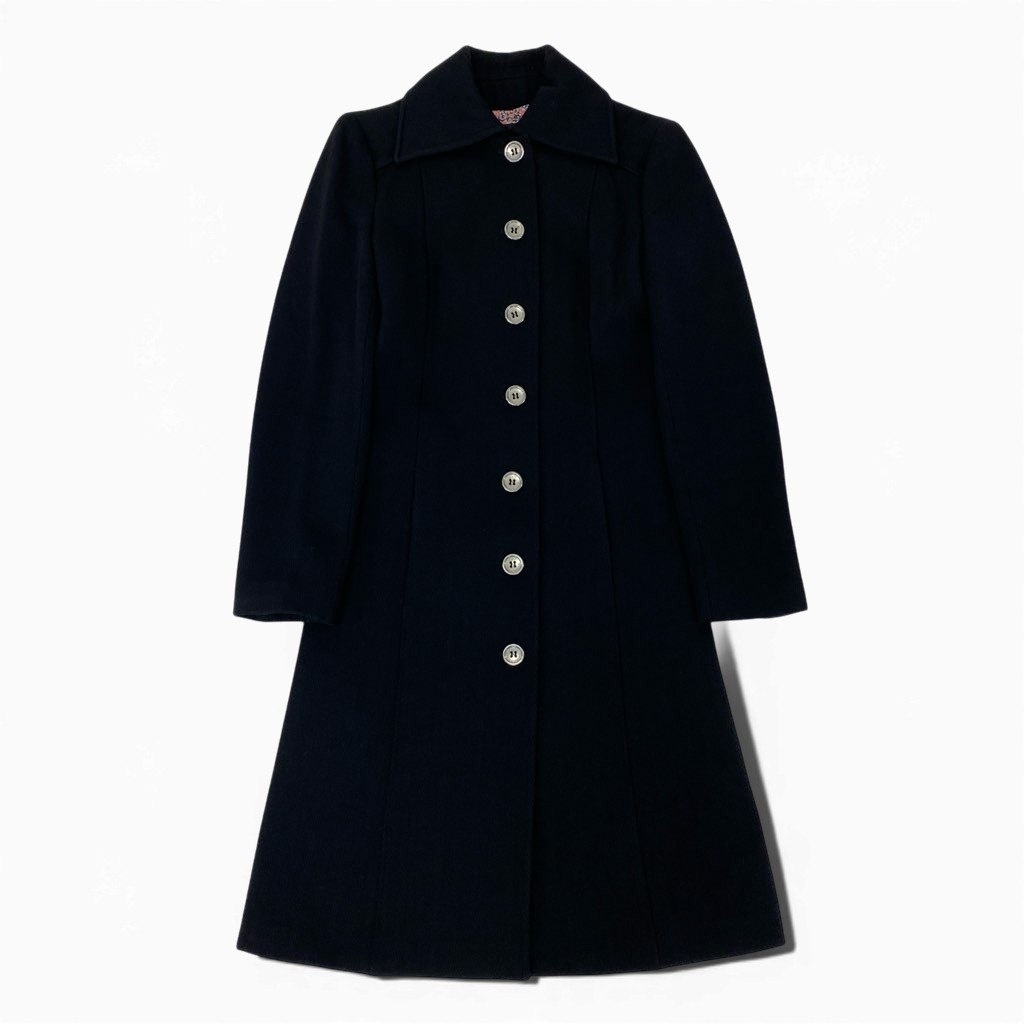 16a27 D&G DOLCE&GABBAN ディー&ジー ドルチェアンドガッパーナ チェスターコート ロングコート 裏地花柄 イタリア製 26/40サイズ ブラック レディース 女性用o07t