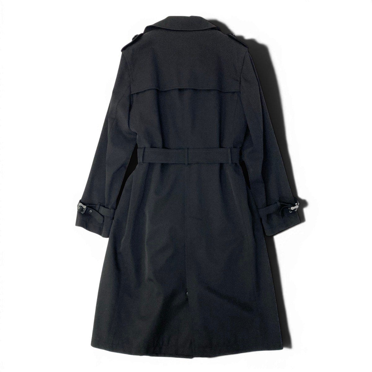 42e13 【美品】Salvatore Ferragamo サルヴァトーレフェラガモ ロングトレンチコート ウールカシミヤコート アウター イタリア製 44サイズ ブラック レディース 女性用u02t