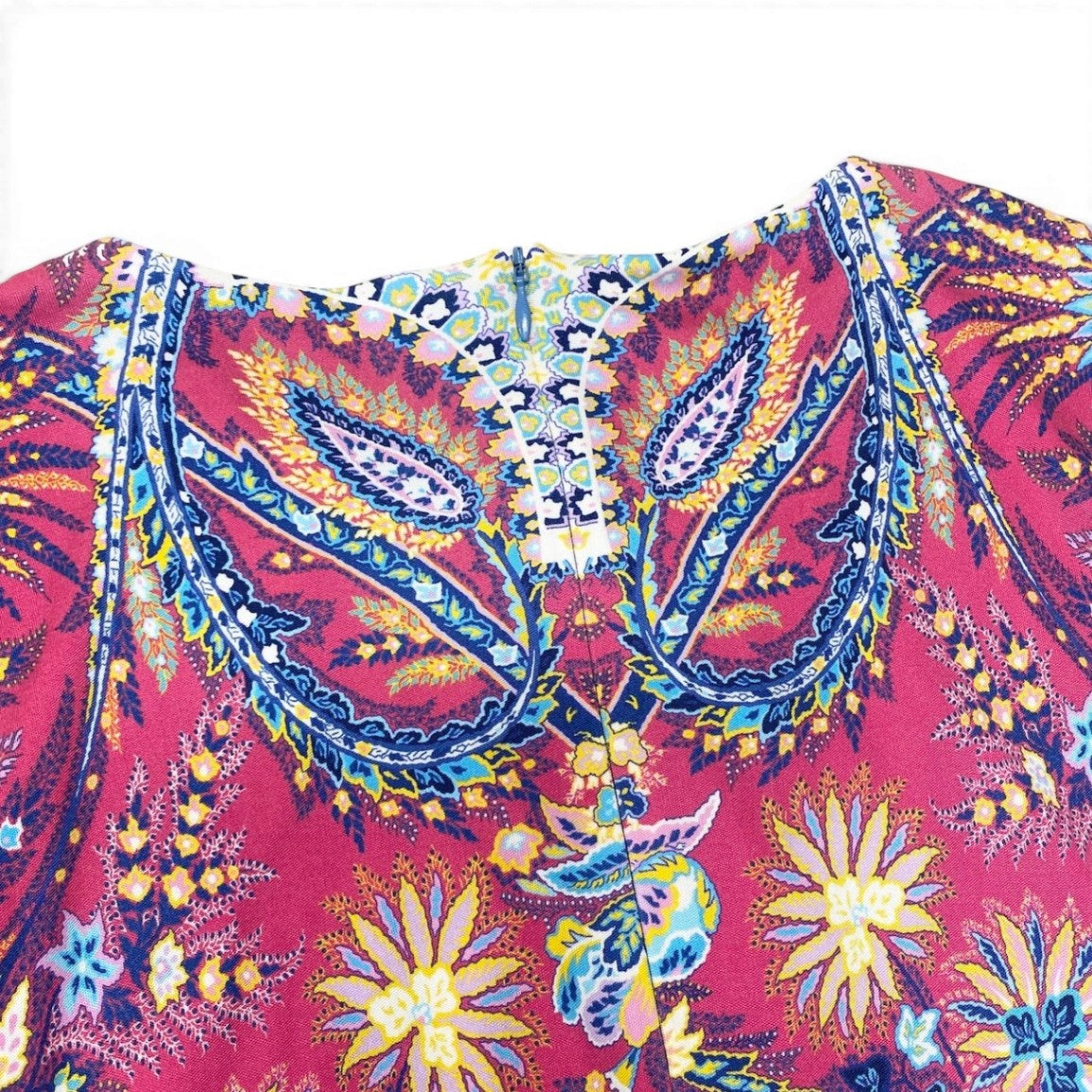 84e29 ETRO エトロ ショートスリーブ シルクワンピース ペイズリー柄 花柄プリント マルチカラー レディース 女性服o07t