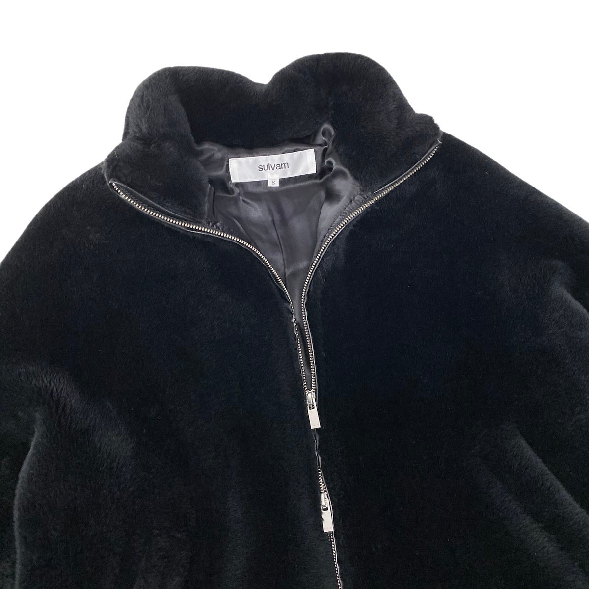 27j16 【美品】 sulvam サルバム 19aw ビッグファージャケット ファイクファーブルゾン SK-Y05-600 サイズS ブラック メンズu02t