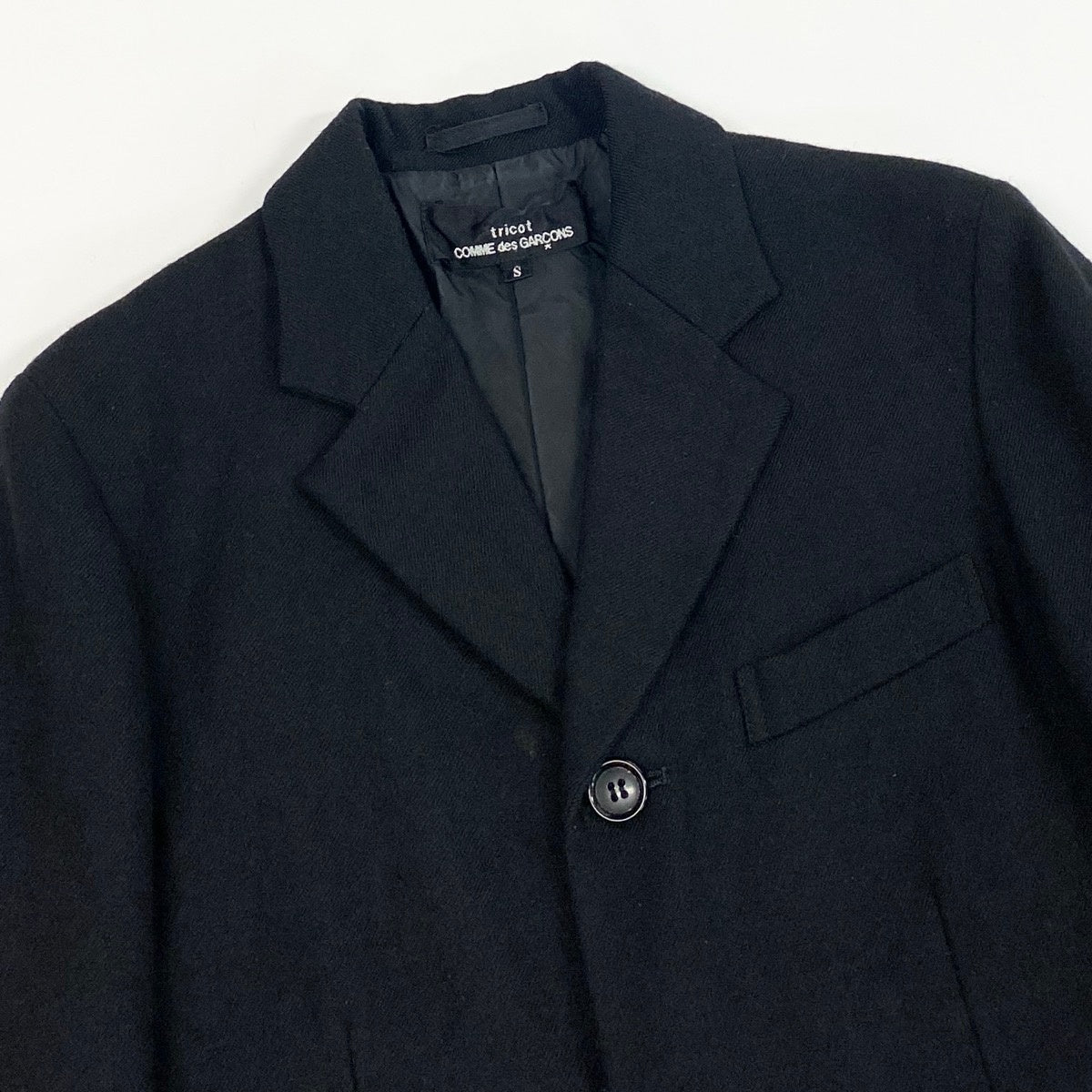 Af29 tricot COMME des GARCONS トリコ コムデギャルソン 00s ジップスリット ウールジャケット Vintage Zip Slit Wool Jacket サイズS ブラックt18r