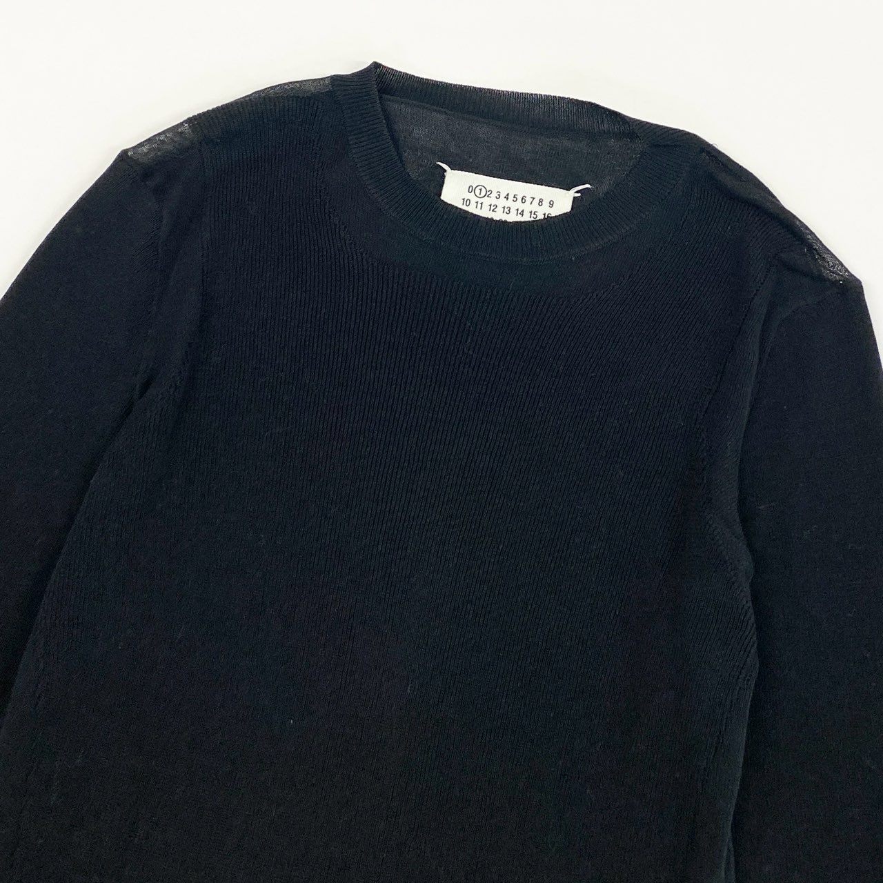 74k11《美品》 Maison Margiela メゾンマルジェラ 18SS シースルー スイッチング コットンニット S ブラック 4つタグ 透け感◎t18r