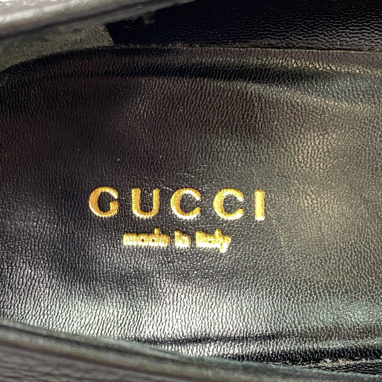 3k29 GUCCI グッチ ヒールパンプス イタリア製 ハイヒール GGロゴ ゴールド金具 Leather 本革 252108 35 1/2 ブラック レザー