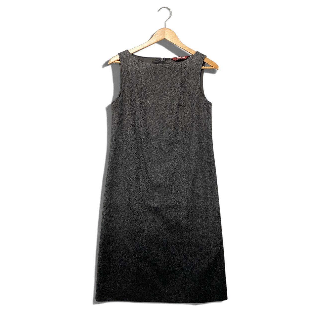 8h28 【美品】 MaxMara STUDIO マックスマーラ ステュディオ ノースリーブワンピース 膝丈 グラデーションデザイン ウール混 サイズ40 グレー系 レディースu02t