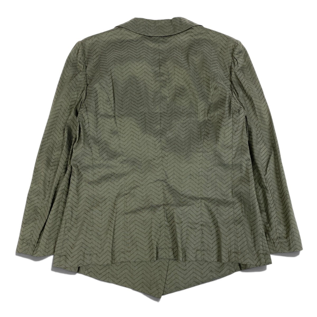 63j5 ARMANI COLLEZIONI アルマーニコレッツィオーニ ダブル ジャケット ブレザー 変形 大きいサイズ IT44 44 グリーン リネン コットン レディースo07t