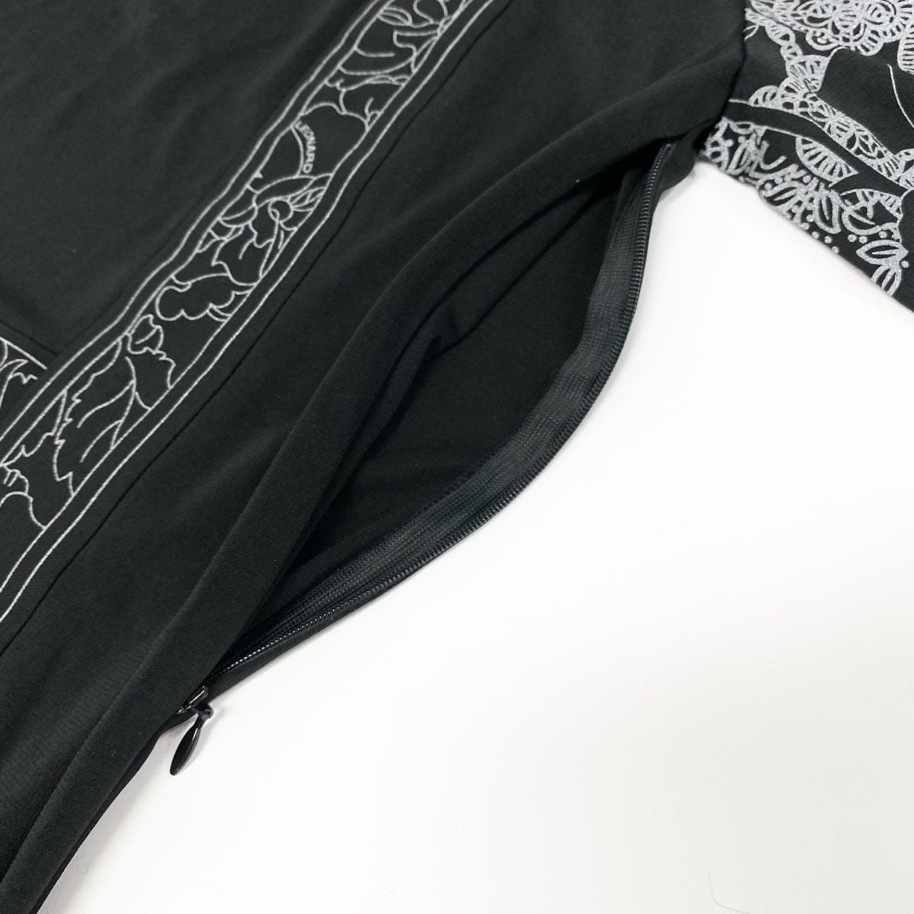 79k21 LEONARD FASHION レオナール 7分袖ワンピース 花柄プリント カンカン素材 レディース 女性用 0120803 36 ブラックu02t