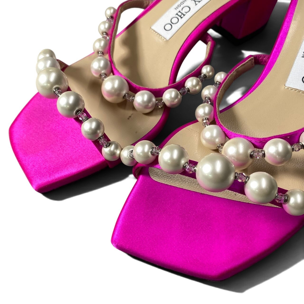 h10 JIMMY CHOO AMARA45 パール サンダル イタリア製 36サイズ ピンク レディース 女性用k02i
