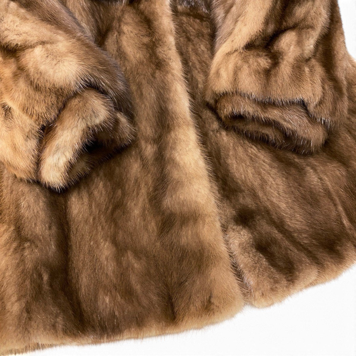 75i16 PERSONA パステルミンク ファーコート サイズ9 茶系 本毛皮 Pastel Mink Fur Coat 裏地刺繍t18r