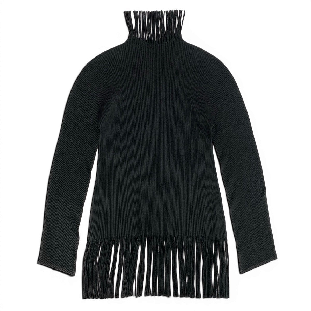 Ae14 【美品】 PLEATS PLEASE プリーツプリーズ フリンジ プリーツカットソー ロングスリーブ トップス PP21-FK003 サイズ3 ブラック ポリエステル100％ レディース 女性服ta1