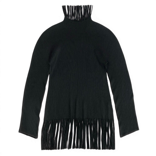 Ae14 【美品】 PLEATS PLEASE プリーツプリーズ フリンジ プリーツカットソー ロングスリーブ トップス PP21-FK003 サイズ3 ブラック ポリエステル100％ レディース 女性服ta1
