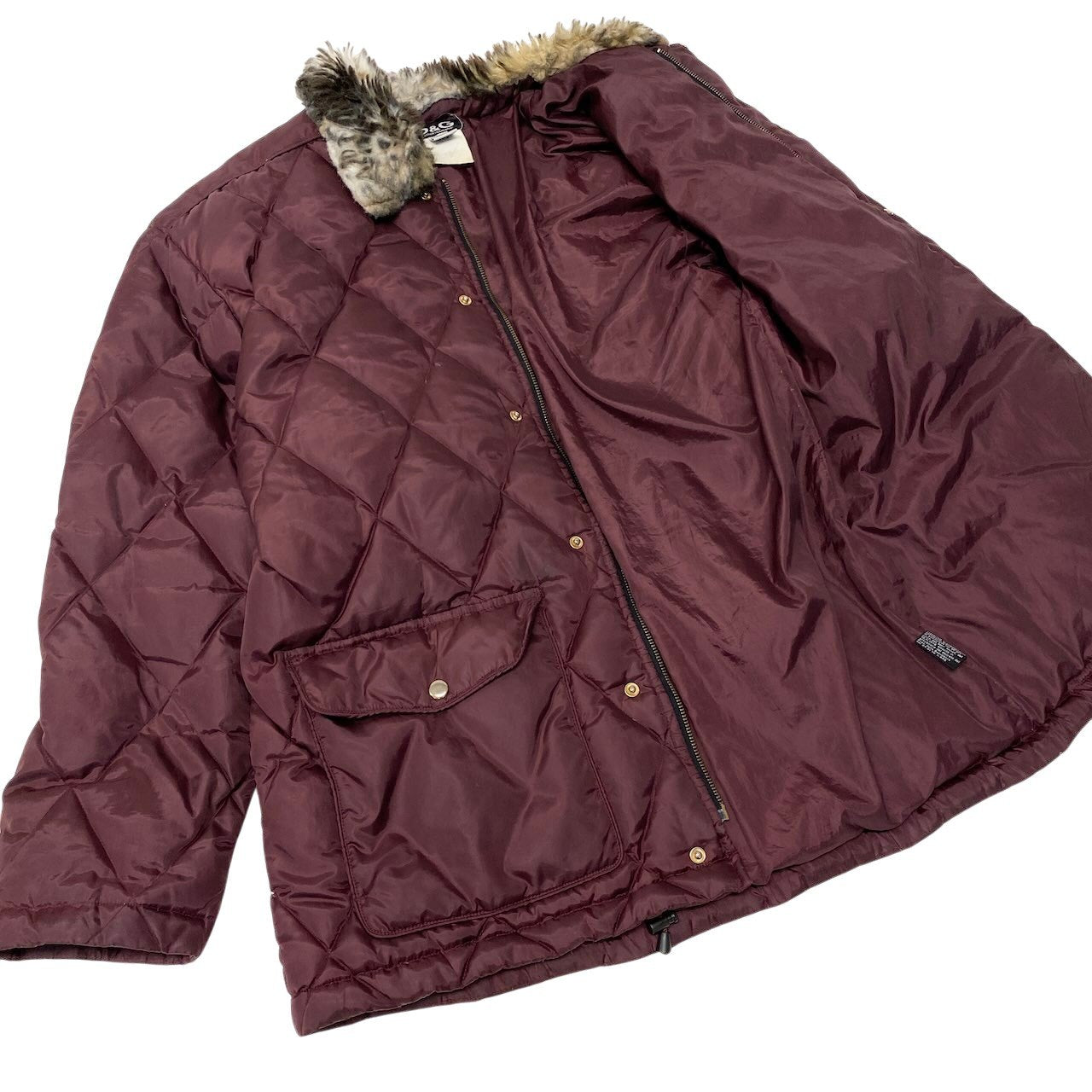 50g4 DOLCE&GABBANA ドルチェアンドガッバーナ キルティング ダウンコート D&G サイズL ワインレッド メンズ 紳士服o07t