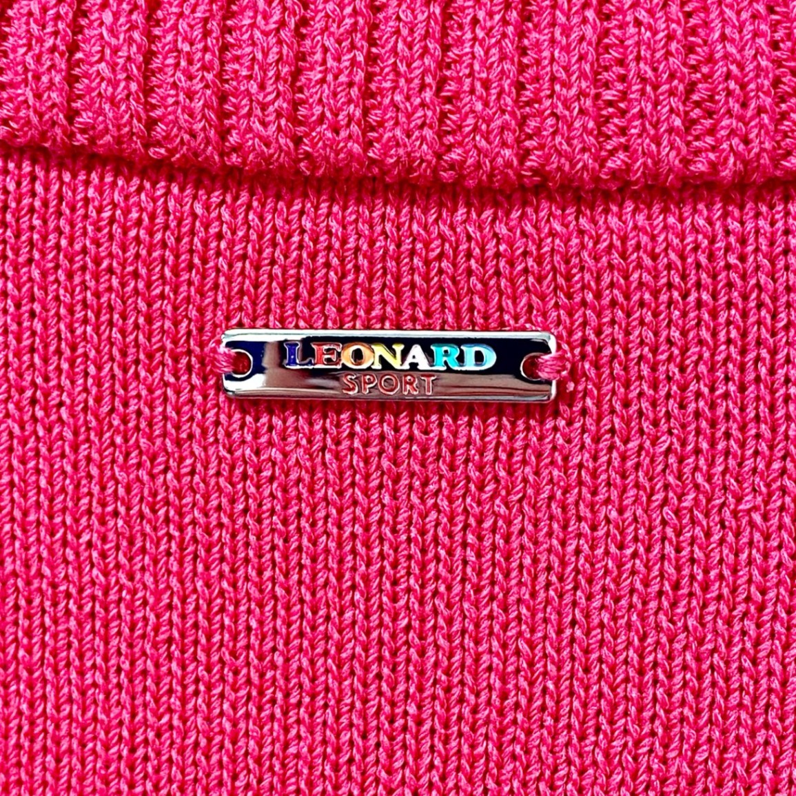 23b17 【美品】LEONARD SPORT レオナール スポーツ ジップアップニットジャケット ラインストーンロゴ ブルゾン 0557221 40サイズ ピンク レディース 女性用u02t