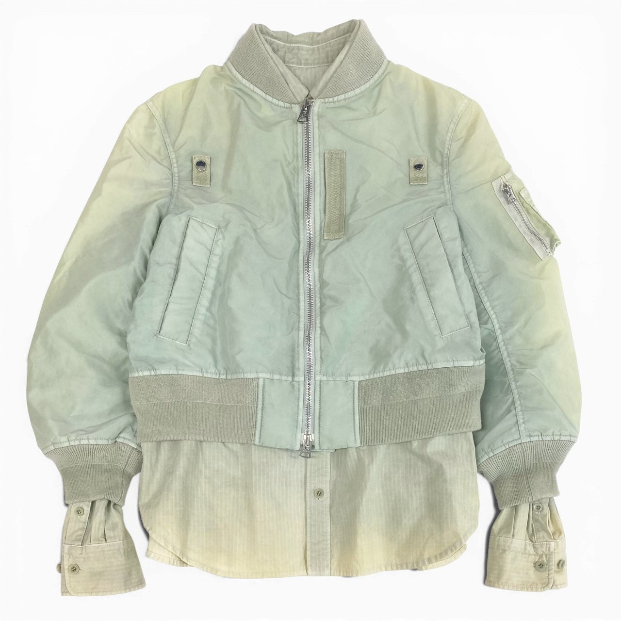 55L23 sacai サカイ 24AW Garment Dye Rip × Nylon Twill BL ドッキングナイロンジャケット アウター 24-03495M 1サイズ カーキ系 メンズo07t