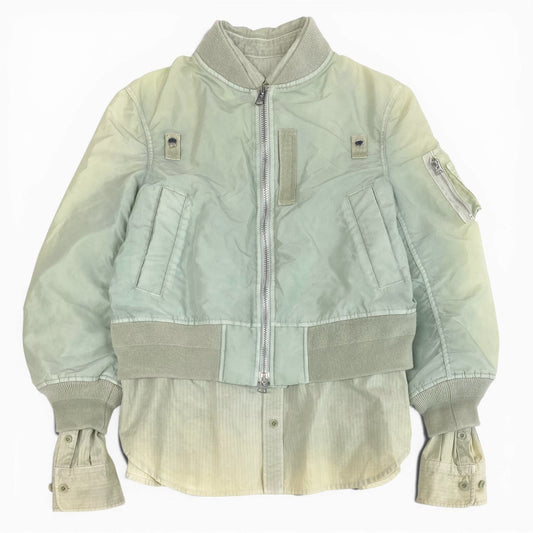 55L23 sacai サカイ 24AW Garment Dye Rip × Nylon Twill BL ドッキングナイロンジャケット アウター 24-03495M 1サイズ カーキ系 メンズo07t