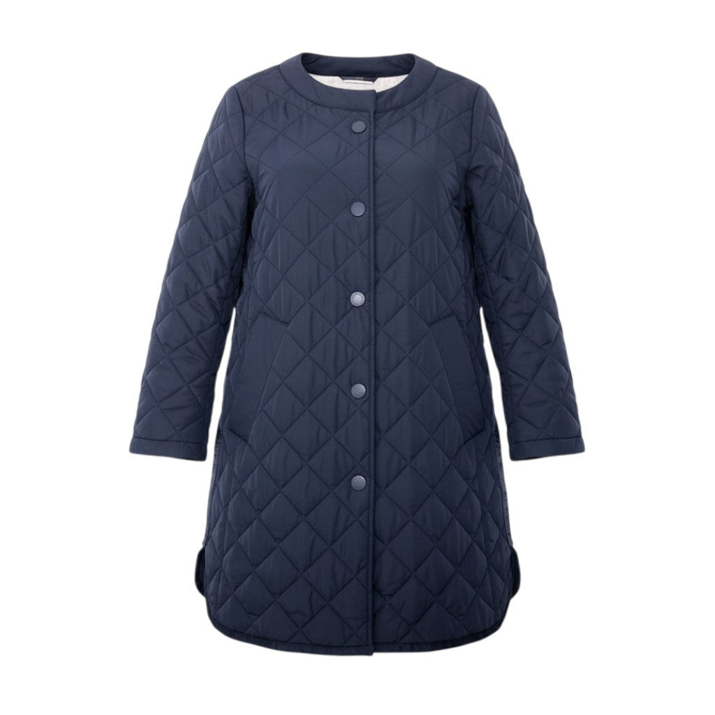 41i27 WEEKEND MaxMara ウィークエンド マックスマーラ キルティングジャケットコート 中綿ジャケット ミドル丈 サイドラインロゴ 38サイズ ネイビー ポリエステル100％ レディース 女性用u02t