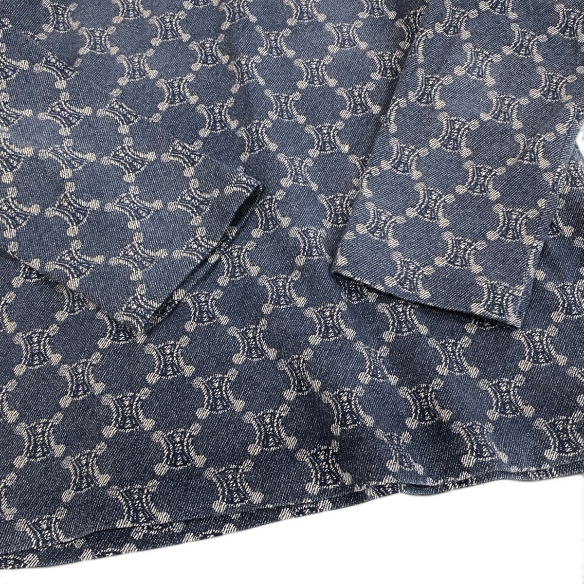h31 CELINE ヴィンテージカットソー マカダム柄 Vネック イタリア製 Mサイズ アイボリー  レディース 女性用k02i
