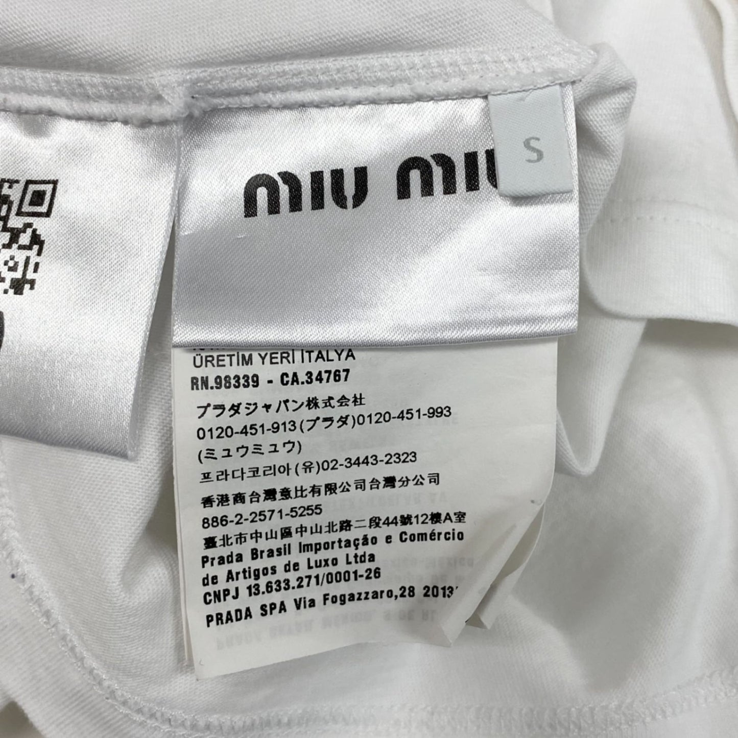 b23 miu miu ミュウミュウ 2021年 刺繍レース襟 襟付きカットソー 長袖ポロシャツ クロップドシャツ サイズM ホワイト レディースta1