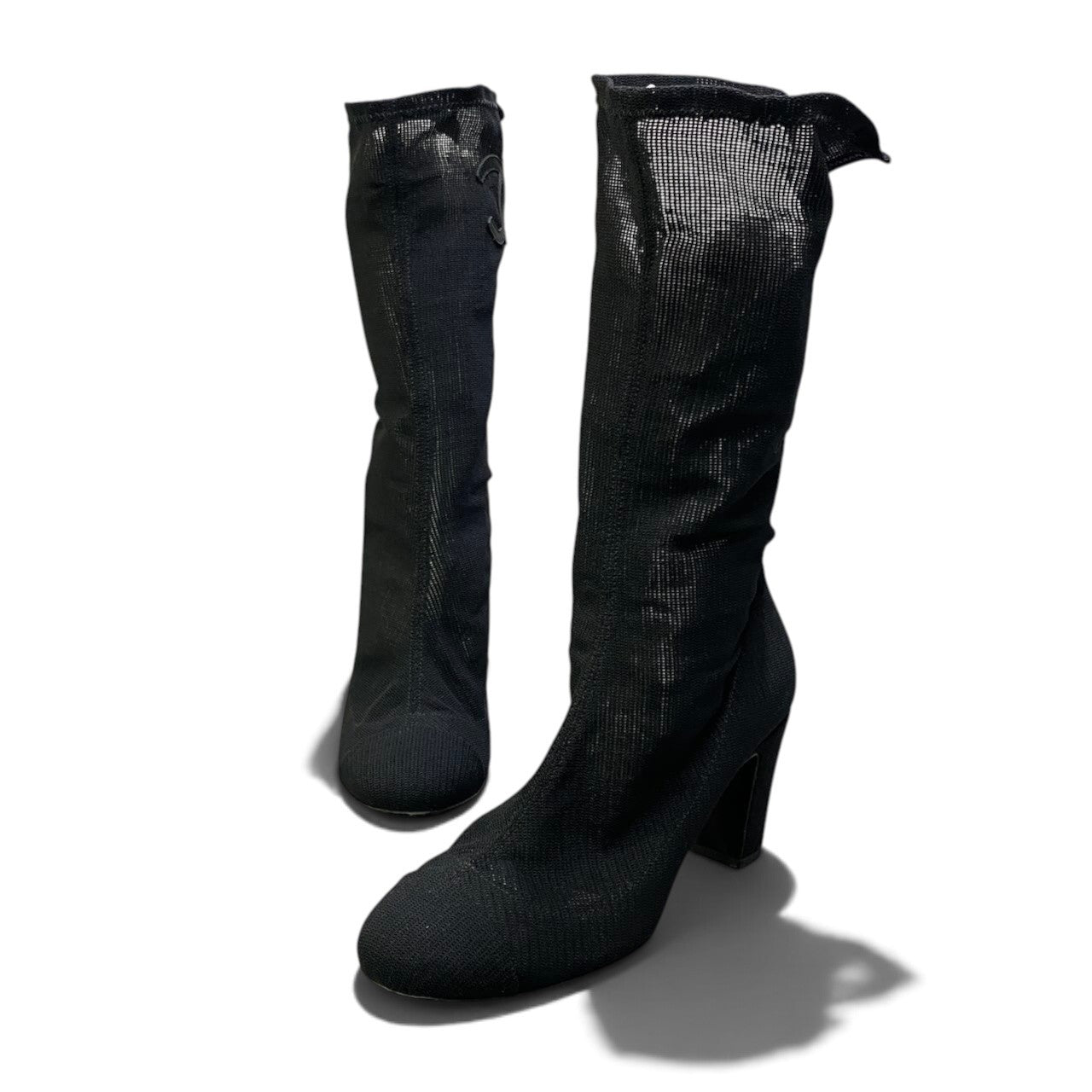 i1 CHANEL シャネル メッシュ パンプス ココマーク サイズ36 ブラック レディースk02i