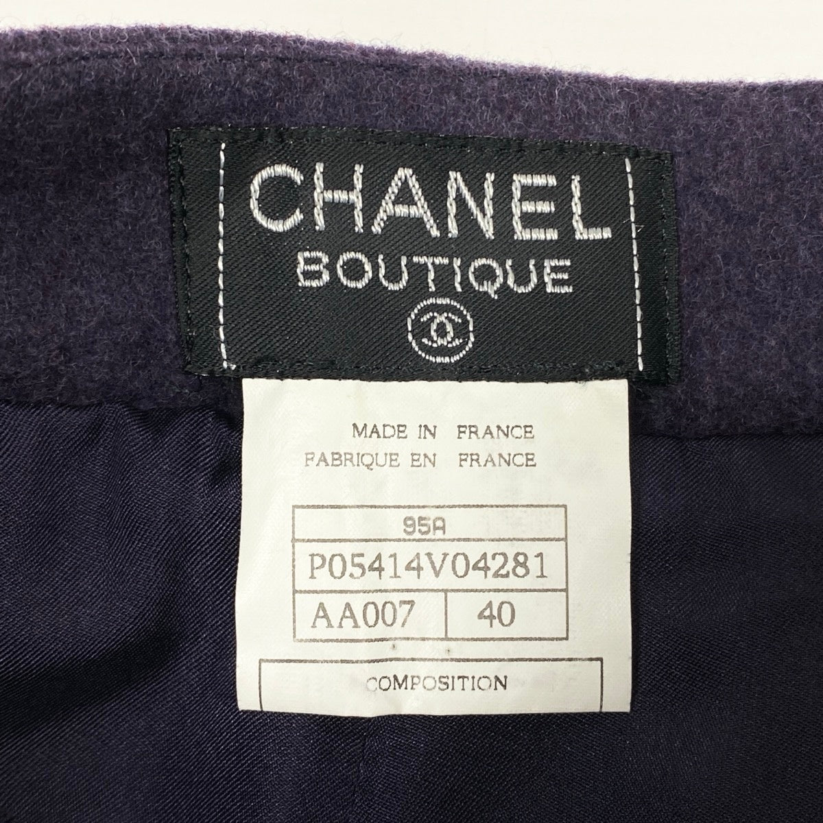 Ci4 【美品】 CHANEL BOUTIQUE シャネル 1995年 ココマークボタン キュロットパンツ サイズ40 パープル レディースta2