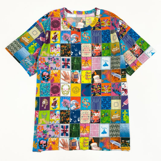 51f3 lucien pellat-finet ルシアンぺラフィネ 総柄デザイン 半袖Tシャツ カットソー サイズXL マルチカラー コットン100 メンズ 男性用
