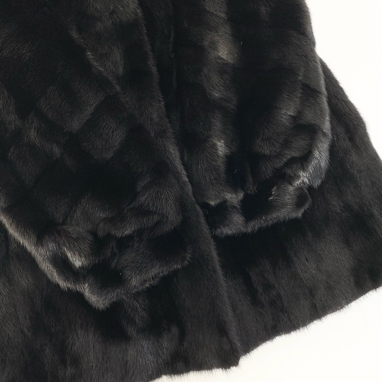 45a15 SAGA MINK サガミンク 銀サガ 横段 ダークミンクコート サイズ7 ブラック 最高級本毛皮 Mink Fur Coatt18r
