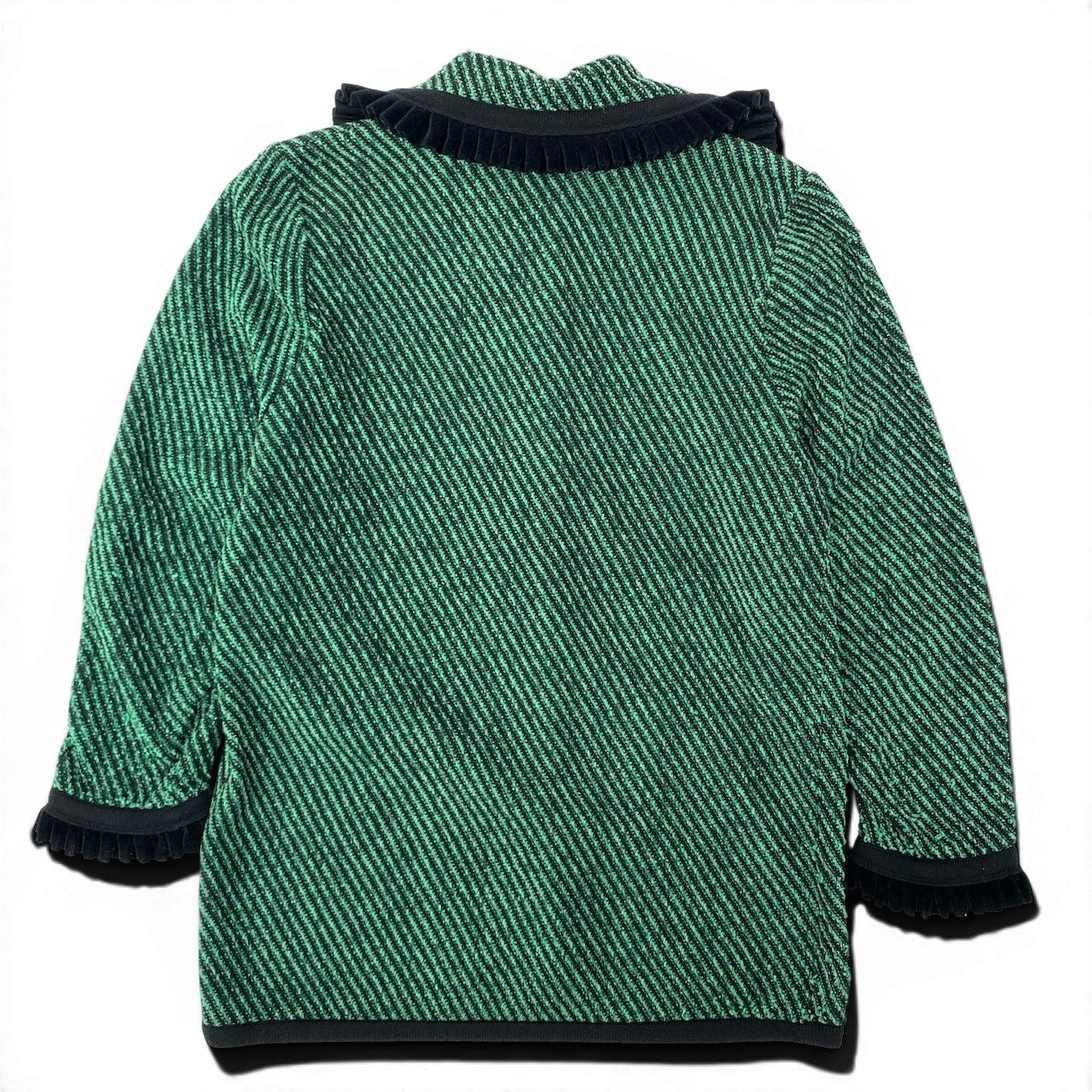 7d24 GIVENCHY ジバンシー ニットジャケット ストライプ柄 サイズ38 グリーン ブラック ウールブレンド レディース 女性服o07t