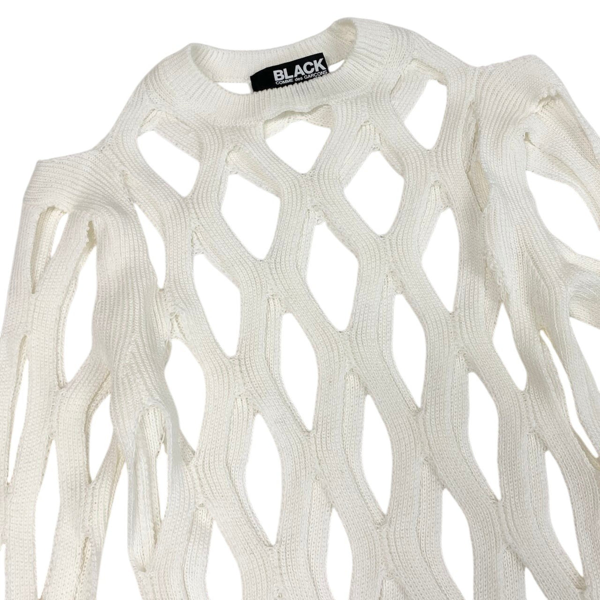 Ai20 BLACK COMME des GARCONS ブラックコムデギャルソン 2024ss メッシュ ニット セーター トップス XS ホワイト アクリルu02t