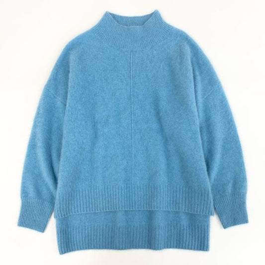79g24 定価 \26400 Maglia Plus マリアプラス フォックスカシミヤ モックネックプルオーバー ニット セーター 138451 F ブルー レディース_
