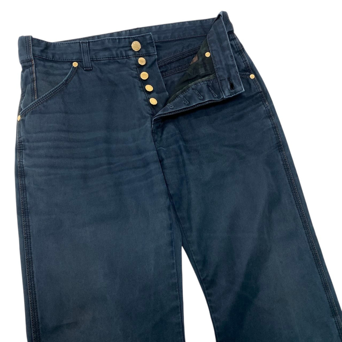 7j19 LOUIS VUITTON ルイヴィトン カラーデニム ストレートパンツ 金ボタン サイズ38 ネイビー コットン100％ メンズo07t