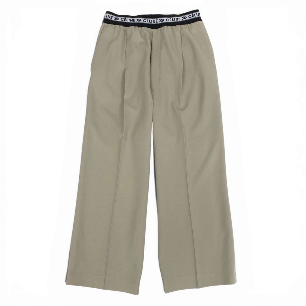 Ib16　【美品】CELINE セリーヌ フィービー期 ワイドパンツ Phoebe Philo Waistband Wide Leg Pants 40サイズ ベージュ レディース 女性用ta1