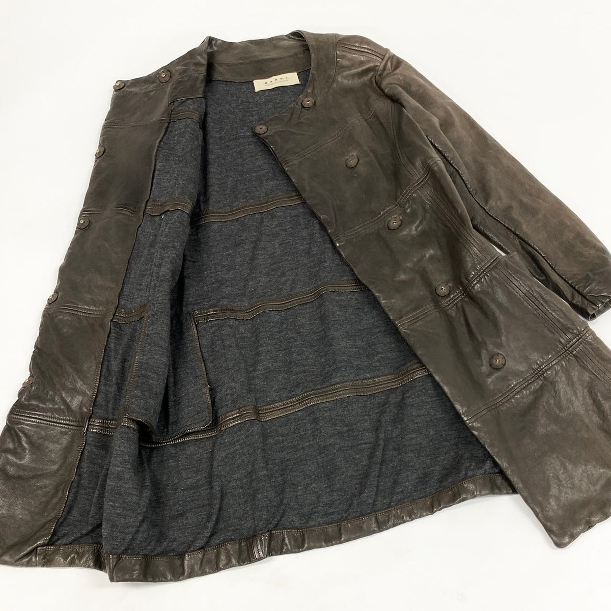 Ei20 MARNI マルニ 2009年 レザーコート ロングコート アウター 38 ブラウン 羊革 アーカイブu02t