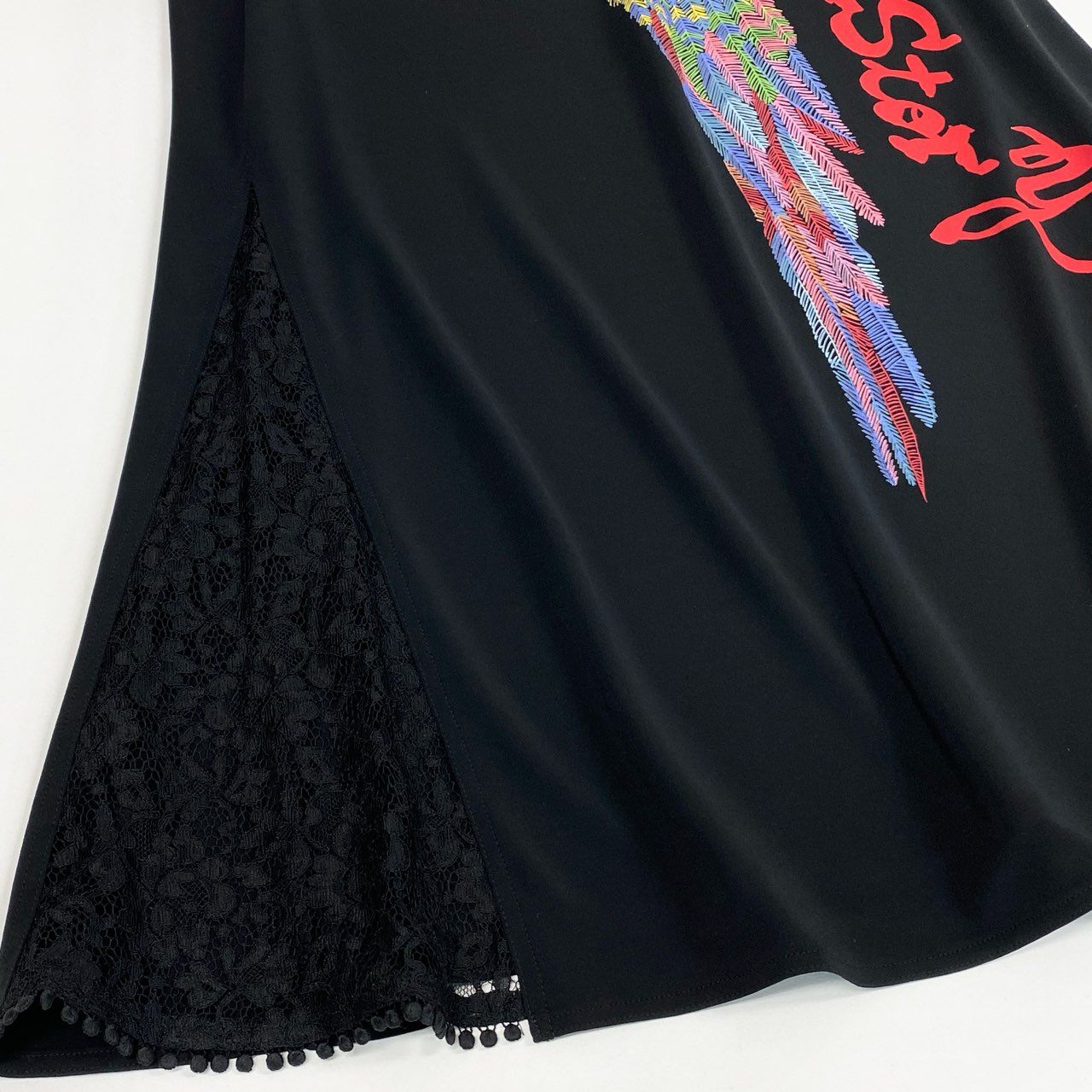 38k26 《美品》 TOKUKO 1er VOL トクコプルミエヴォル ノースリーブワンピース ロングワンピース レース切替 伸縮ストレッチ 9 ブラック レディースu02t