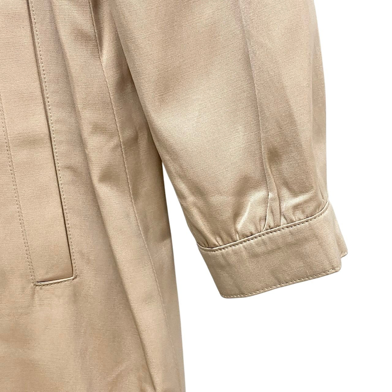 58g7 PIERRE BALMAIN ピエールバルマン スタンドカラー ロングコート フロントタック ベージュ レディース 女性用o07t