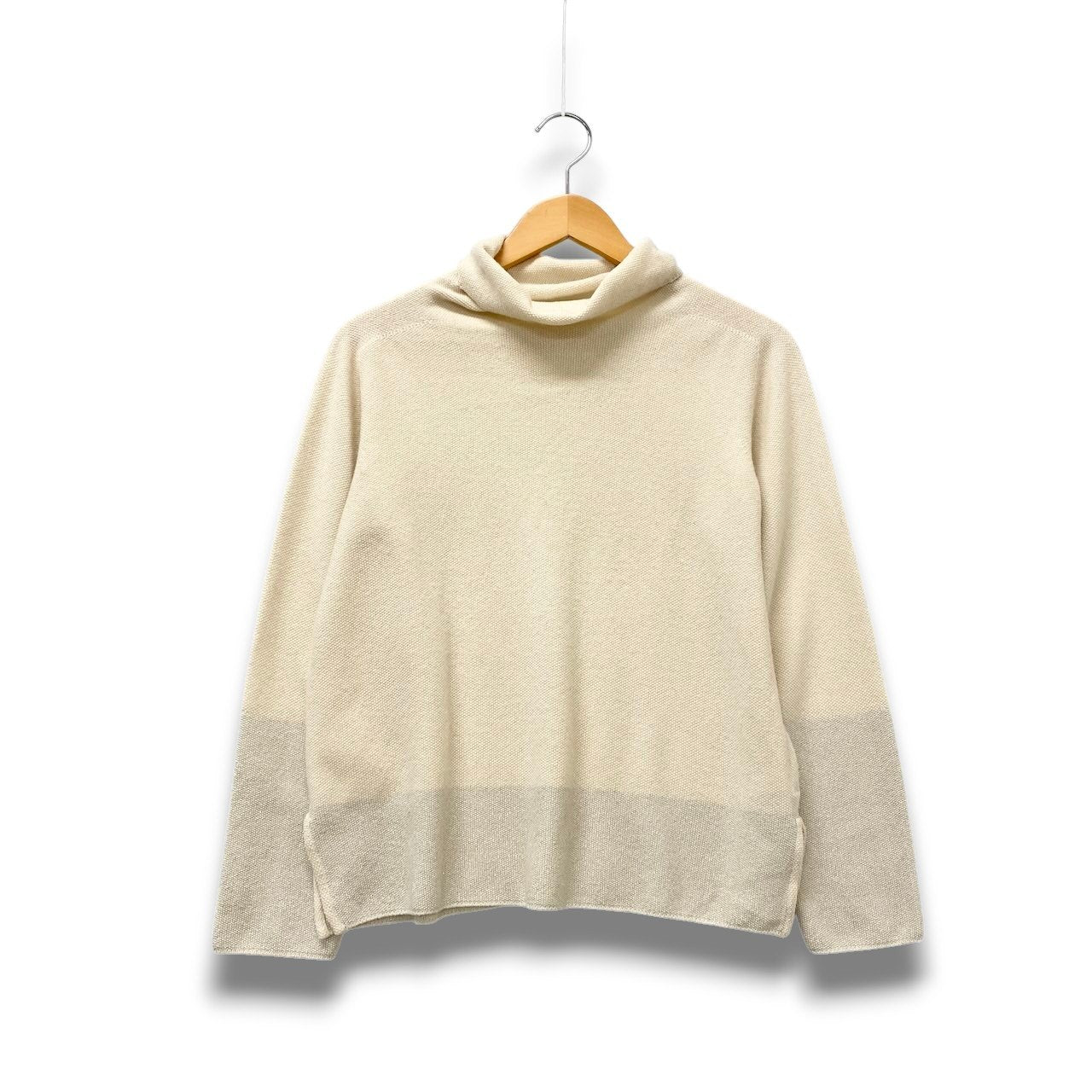 4c29 FABIANA FILIPPI ファビアナフィリッピ ラメニット ロングスリーブ タートルネックセーター  レディース 女性服 44/Mサイズ アイボリー系 シルバーu02t