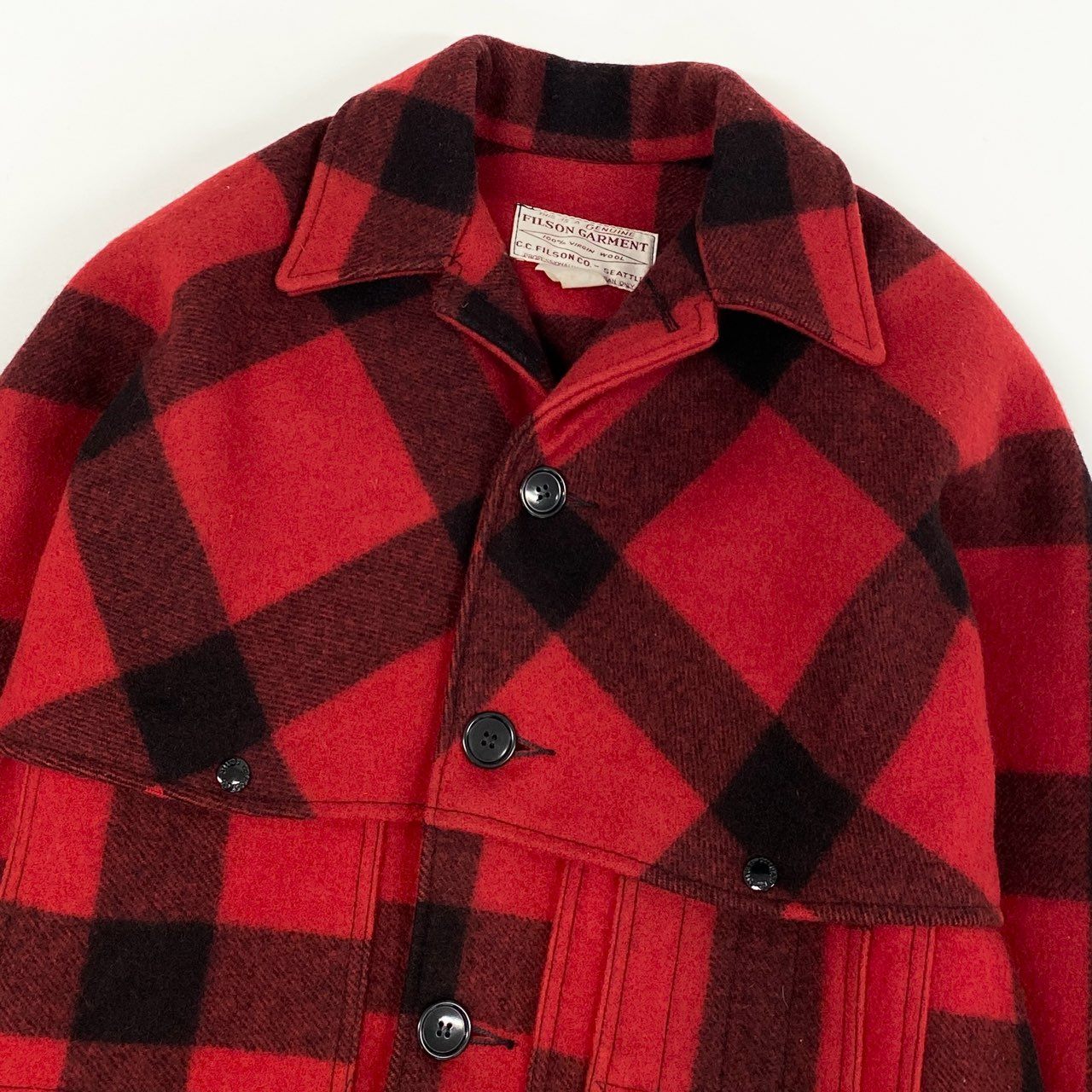 31i8 FILSON フィルソン ダブルマッキーノ クルーザージャケット チェック柄 フランネル USA製 STYLE 83 40 レッド ウール メンズu02t
