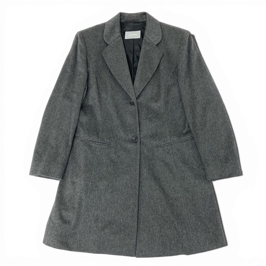 43l25《美品》 AGNONA アニオナ カシミヤ100％ チェスターコート サイズ46 グレー CASHMERE COAT イタリア製t18r
