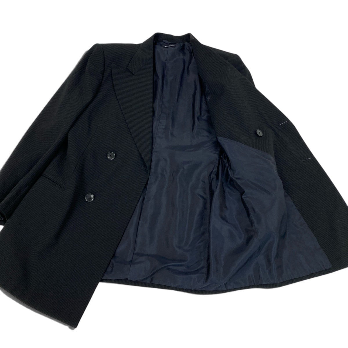 56j6 GIORGIO ARMANI ジョルジオアルマーニ BORGO21 ストライプ ダブル スーツ セットアップ サイズ48 ブラック フォーマルt18r